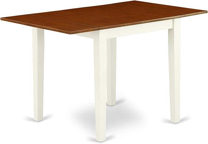 East West Furniture NDAV3-WHI-W 3 Piece Dinette Set for Small Spaces Contains a Rectangle Dining Table with Dropleaf and 2 Dining Room Chairs, 30x48 Inch, Buttermilk & Cherry