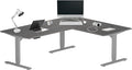 Progressive Desk Height Adjustable Computer Standing Desk - L Shaped 70" x 55" Corner Electric Stand Up Rising Workstation - Gray Oak, Gray Frame