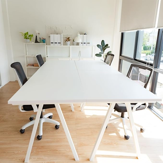 Kaboon 55x20 inch White Table Top, One-Piece Desktop, Reversible Laminate Countertop, Double Desks, L-Desk DIY