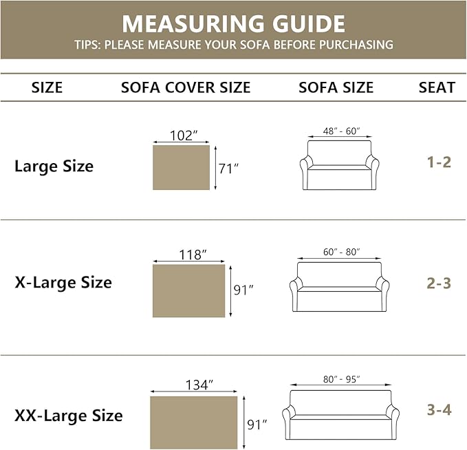 MYSKY HOME Dog Sofa Covers Khaki L-Shaped Sofa Slipcovers, Loveseat Couch Cushion Cover Tassel Edge, 91"x 118