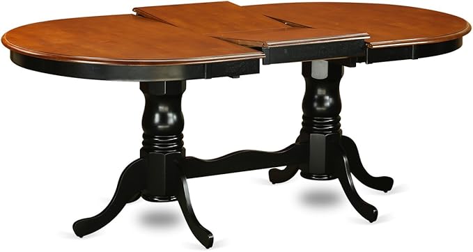 East West Furniture PLKE9-BCH-W 9 Piece Dining Table Set Includes an Oval Dining Room Table with Butterfly Leaf and 8 Wood Seat Chairs, 42x78 Inch, Black & Cherry