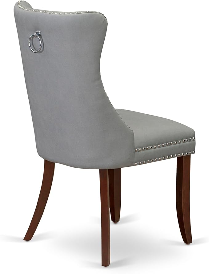 East West Furniture DODA9-MAH-27 9 Piece Dining Set Includes a Rectangle Kitchen Table with Butterfly Leaf and 8 Polyester Fabric Upholstered Chairs, 42x78 Inch, Mahogany