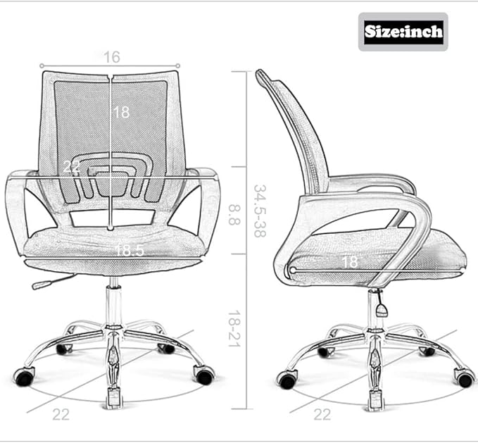 BestOffice Office Chair Ergonomic Cheap Desk Chair Mesh Computer Chair Lumbar Support Modern Executive Adjustable Stool Rolling Swivel Chair for Back Pain (Black)