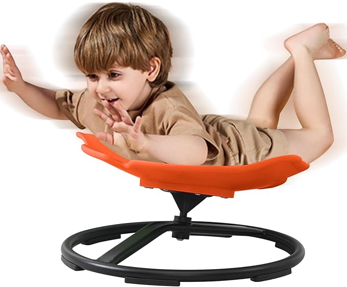 Autism Sensory Spinning Swivel Chair for Autistic Kids, 360° Spin Seat Toy for Children with Autism & ADHD, Sit and Spin Sensory Chair for Balance and Motion Training, Sensory Toys for Kids (Orange)