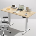 Veken 47.2 Inch Electric Standing Desk, Height Adjustable Sit Stand Up, Wood Desktop, Work Home Office Computer PC Desks, Gaming Writing Study Bedroom Rising Table, Nature