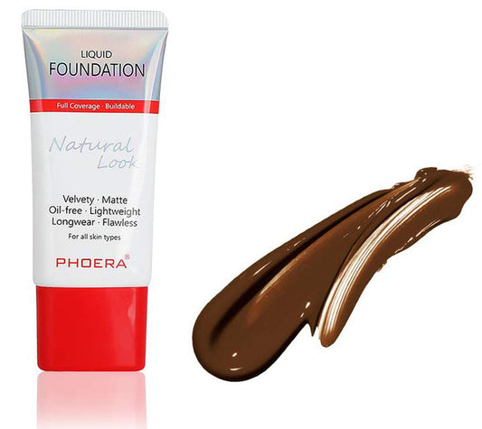 AQUAPURITY PHOERA Full Coverage Foundation New Formula Waterproof Long Lasting Oil Free Velvet Matte Liquid Foundation for Oily Skin Flawless Makeup Base Cream Concealer (110 Truffle)