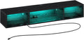 Rolanstar TV Stand with Power Outlet, Floating TV Stand with RGB Lights, 47.2" Wall Mounted TV Shelf, Black Media Console with Storage Shelf, Entertainment Under TV for Living Room, Bedroom