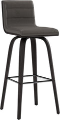 Armen Living Vienna 30" Swivel Bar Stool in Black Wood Finish with Gray Faux Leather - Set of 3
