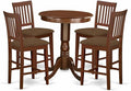 East West Furniture EDVN5-MAH-C 5 Piece Counter Height Dining Table Set Includes a Round Wooden Table with Pedestal and 4 Linen Fabric Upholstered Chairs, 30x30 Inch, Mahogany