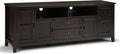 SIMPLIHOME Burlington SOLID WOOD 72 inch Wide Transitional TV Media Stand in Mahogany Brown For TVs up to 80 inches for the Living Room and Entertainment Center