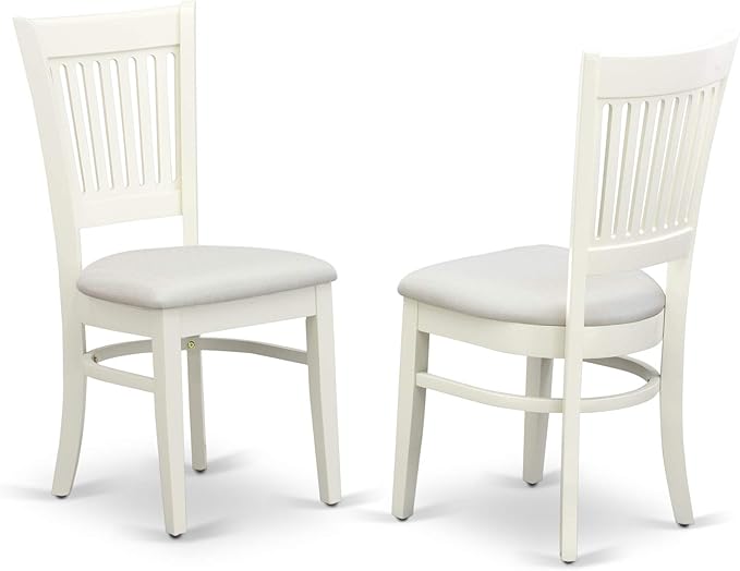 East West Furniture HLVA5-LWH-C 5 Piece Kitchen Table Set for 4 Includes a Round Dining Room Table with Pedestal and 4 Linen Fabric Upholstered Dining Chairs, 42x42 Inch, Linen White