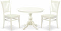 East West Furniture HBGR3-LWH-W 3 Piece Kitchen Table Set for Small Spaces Contains a Round Dining Table with Pedestal and 2 Dining Room Chairs, 42x42 Inch, Linen White