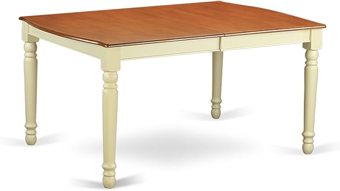 East West Furniture DODA5-BMK-W 5 Piece Dining Set Includes a Rectangle Dining Room Table with Butterfly Leaf and 4 Wood Seat Chairs, 42x78 Inch, Buttermilk & Cherry