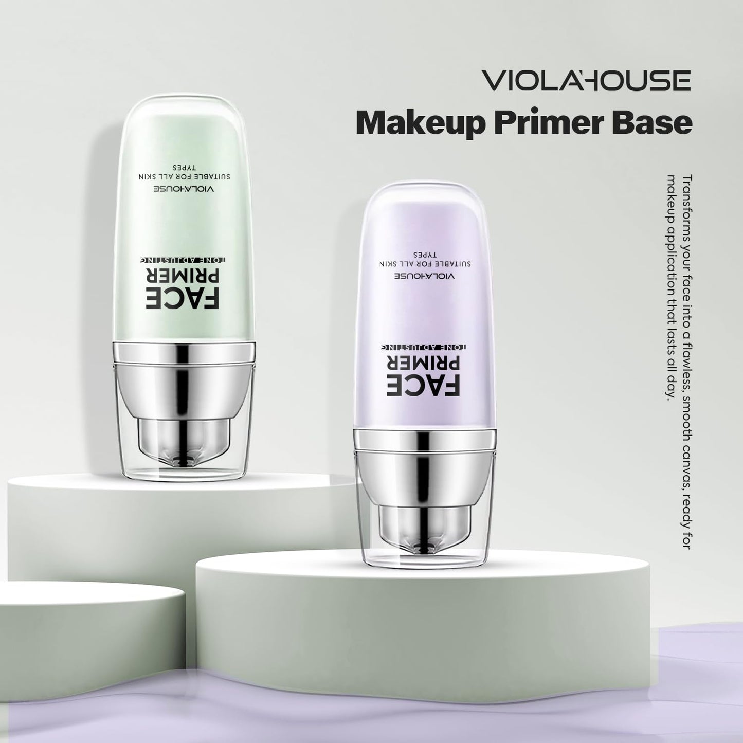 VIOLA HOUSE Face Primer, Tone Adjust Primer For Face Before Makeup-Refined, Bright And Smooth The Skin And Fills Fine Lines (Lavender Purple)