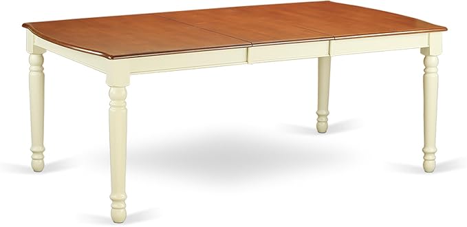 East West Furniture DOVE9-WHI-W 9 Piece Dining Room Table Set Includes a Rectangle Kitchen Table with Butterfly Leaf and 8 Dining Chairs, 42x78 Inch, Buttermilk & Cherry