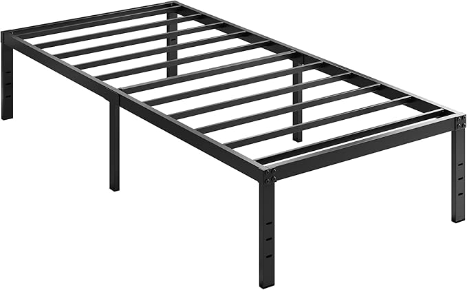 EMODA 14 Inch Twin XL Bed Frames with Cover, Heavy Duty XL Twin Metal Platform Bed Frame No Box Spring Needed, Noise Free, Easy Assembly