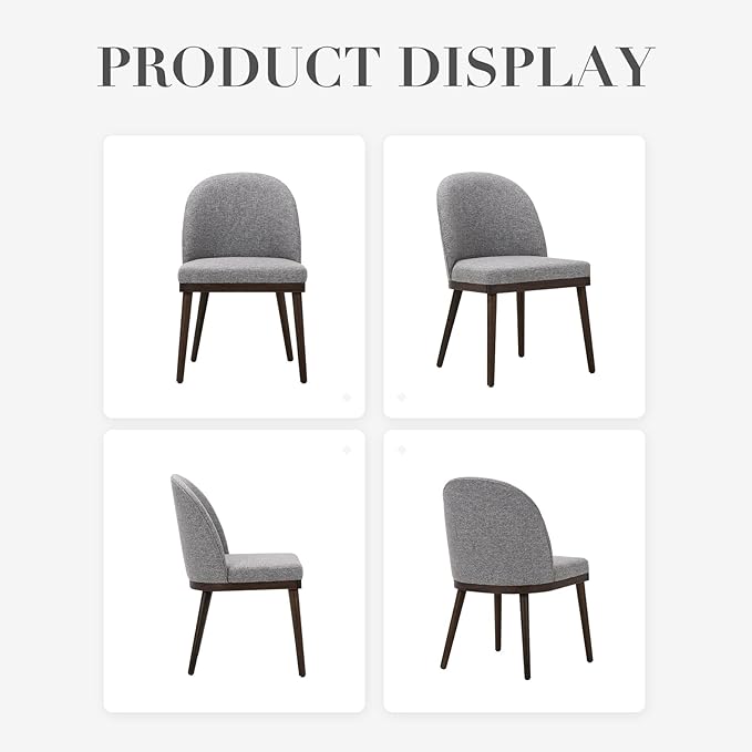 COLAMY Upholstered Dining Chairs Set of 4, Wooden Kitchen Chairs with Open Back, Modern Dining Room Chairs with Wood Frame, Dinner Side Chairs for Dining Room Kitchen Restaurant, Light Grey