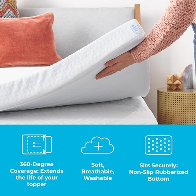 Linenspa 4 Inch Gel Swirl Memory Foam Topper + Cover-Contouring Comfort-Gel Infusion-Machine Washable-Cover, Twin