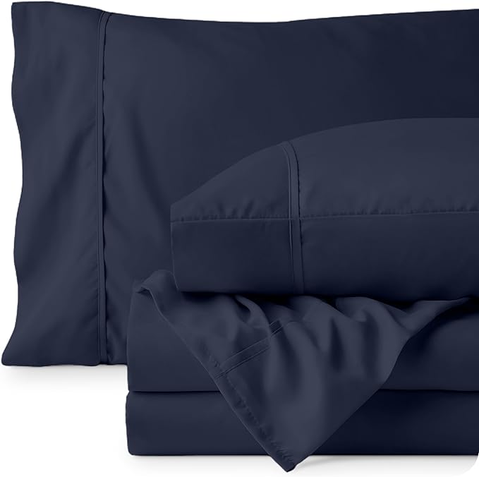 Bare Home Full Sheet Set - Luxury 1800 Ultra-Soft Microfiber Full Bed Sheets - Double Brushed - Deep Pockets - Easy Fit - 4 Piece Set - Bedding Sheets & Pillowcases (Full, Midnight Blue)