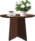 Wood Side Table, Round End Tables Living Room, Small Round Side Table for Couch, Small Spaces, Bedroom, Bedside, 15.7 x 15.7 in Accent Tables, Rustic Walnut