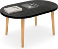 Oval Coffee Table Low Table with 4 Solid Wood Sturdy Legs, Floor Table Desk for Sitting on The Floor, Storage and Living Room Furniture (Black)