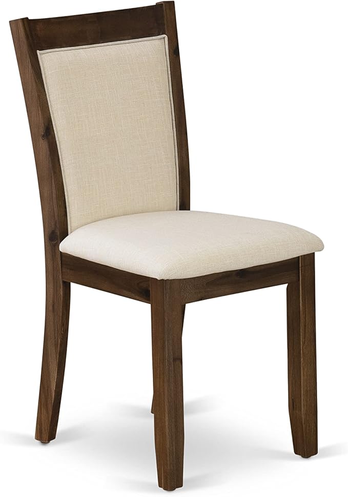 East West Furniture X777MZN32-7 7 Piece Kitchen Table Set Consist of a Rectangle Dining Table with X-Legs and 6 Light Beige Linen Fabric Parson Dining Chairs, 40x72 Inch, Multi-Color