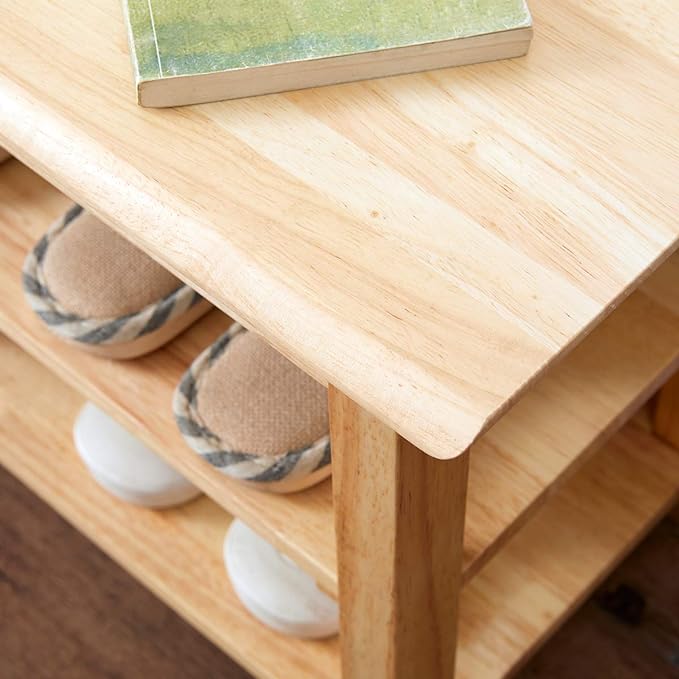 XKZG Storage Bench Wooden Shoe Rack Bench Simple Style Wood Entryway Bench (Natural,31.5")