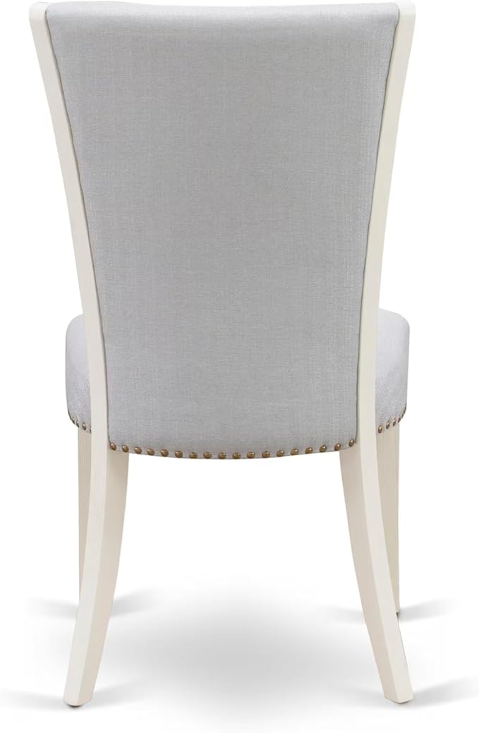 East West Furniture V077VE005-5 5 Piece Dining Table Set for 4 Includes a Rectangle Kitchen Table with V-Legs and 4 Grey Linen Fabric Parsons Dining Chairs, 40x72 Inch, Multi-Color