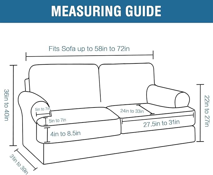 H.VERSAILTEX Sofa Cover 3 Piece T Cushion Loveseat Slipcovers Thick Velvet Couch Cover Stretch T Cushion Sofa Covers for 2 Cushion Couch with 2 Individual T Cushion Covers, Bronze Brown