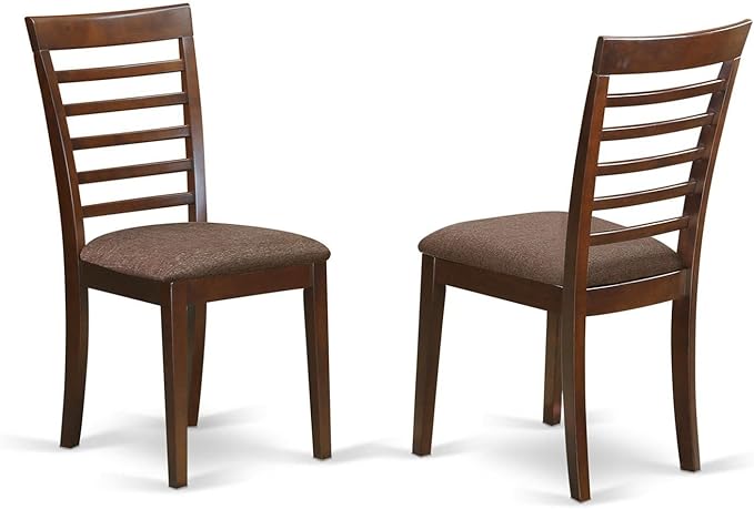 East West Furniture HLML3-MAH-C 3 Piece Dining Set Contains a Round Dining Room Table with Pedestal and 2 Linen Fabric Upholstered Kitchen Chairs, 42x42 Inch, Mahogany
