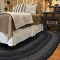 Homespice Jet Black Oval Area Rugs 4x6' – Hand Braided Gray and Black Area Rug for Living Room and Bedroom