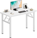 DlandHome Computer Desk Folding Table 39.4 inches Writing Desk for Small Space Folding Desk Laptop Desk No Assembly Required White&White