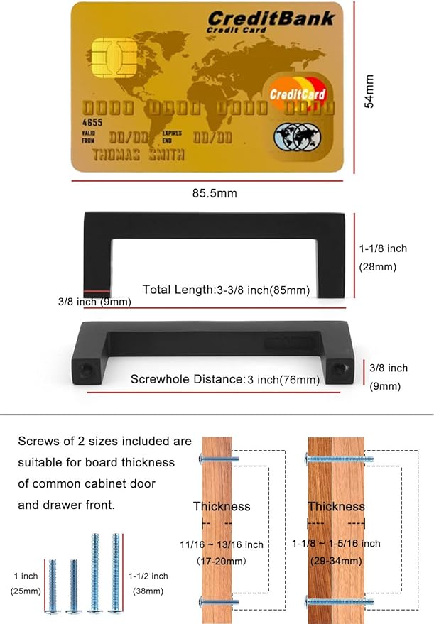 KOOFIZO 30-Pack Solid Square Bar Cabinet Handle - Brushed Gold Furniture Pull, 3 Inch/76mm Screwhole Distance for Kitchen Cupboard Door, Bedroom Dresser Drawer, Bathroom Wardrobe Hardware