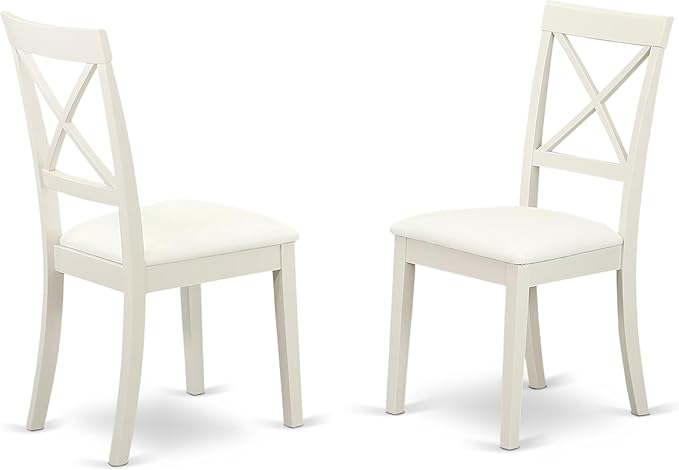 East West Furniture LGBO9-LWH-LC 9 Piece Kitchen Table Set Includes a Rectangle Dining Table with Butterfly Leaf and 8 Faux Leather Dining Room Chairs, 42x84 Inch, Linen White