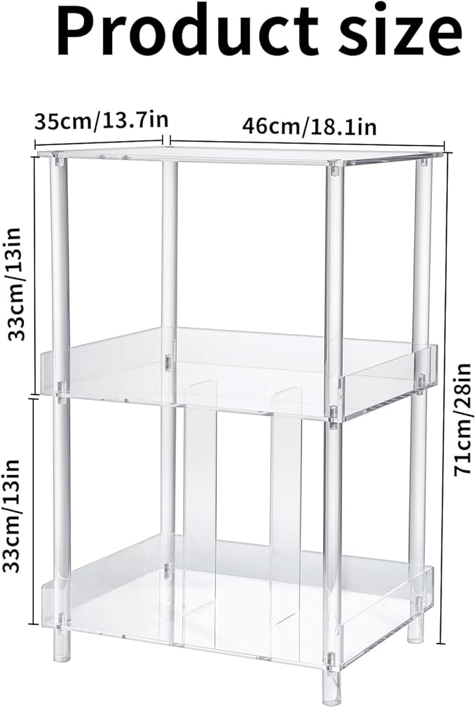Antilope 18x14 Acrylic Record Player Stand with Vinyl Storage, 3 Tiers Large Turntable Stand Holder Up to 200 Albums, Record Player Table Cabinet Organizer for Living Room Bedroom Corner (Clear)