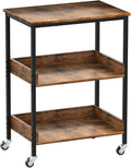 Kitchen Microwave Cart, 3 Tier Rolling Utility Cart on Wheels Coffee Cart, Storage Islands for Living and Kitchen Room