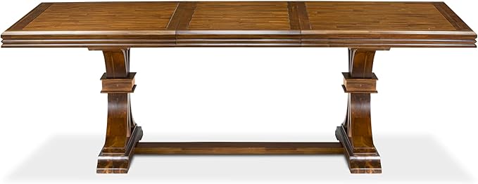 NEFL7-AWA-04-7-Piece Dining Table Set Includes a Rectangular Table and 6 Light Tan Linen Fabric Kitchen Chairs with Padded Chair Back - Antique Walnut Finish.