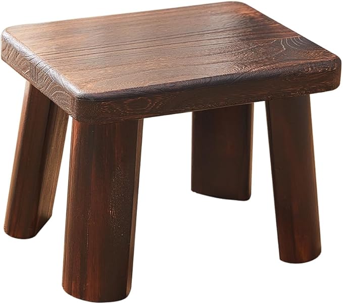 Wooden Step Stool for Adults and Kids,Foot Stool,Kitchen Small Wood Bench,Wood Plant Stand (14.2"x10.2"x10.6")