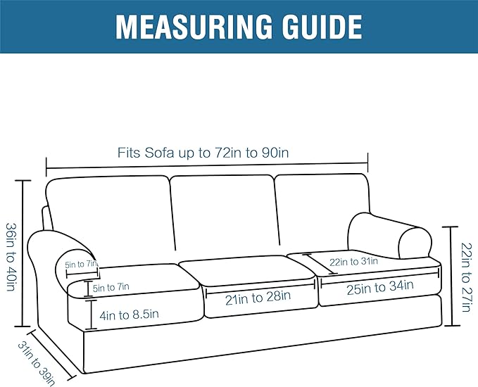 H.VERSAILTEX Sofa Cover 4 Piece T Cushion Sofa Slipcovers Thick Velvet Couch Cover Furniture Protector Stretch T Cushion Sofa Covers for 3 Cushion Couch with 3 Individual T Cushion Covers, Brown