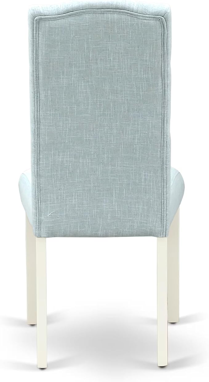 East West Furniture V097CE215-6 6 Piece Dining Set Contains a Rectangle Dining Room Table with V-Legs and 4 Baby Blue Linen Fabric Upholstered Chairs with a Bench, 40x72 Inch, Multi-Color