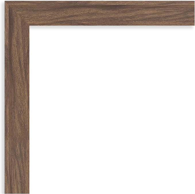 Amanti Art Brown Wall Mirror 25x31 Pia Medium Brown Narrow Rectangle Bathroom Mirror for Wall Decor Living Room, Large Casual Frame, Hangs Horizonally and Vertically, Bathroom Decor, Beveled Edge