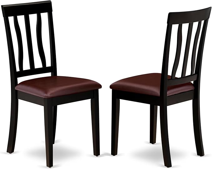 East West Furniture QUAN5-BCH-LC 5 Piece Dining Set Includes a Rectangle Dining Room Table with Butterfly Leaf and 4 Faux Leather Upholstered Chairs, 40x78 Inch, Black & Cherry