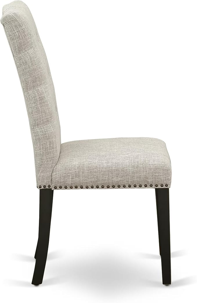 East West Furniture V677EL635-6 6 Piece Dining Table Set Contains a Rectangle Kitchen Table with V-Legs and 4 Doeskin Linen Fabric Upholstered Chairs with a Bench, 40x72 Inch, Multi-Color