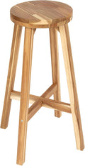 Round Stool Acacia Wood, 28" Height, 11" Round Top, Backless, Easy Assembly, Natural Wax Finish, Wooden Stool for Plant, Dining Room, Living Room, Garden, Makeup