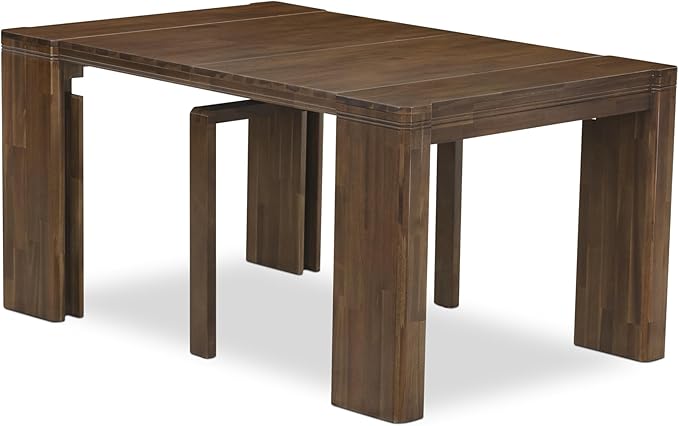 X12DA-0C8-12 14-Pc Mid Century Dining Set includes an Extendable Rectangle Kitchen Table, 1 Coffee Table and 12 Polyester Fabric Dining Chairs, 39x120 Inch, Antique Walnut
