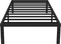 16 Inch Twin Bed Frames No Box Spring Need, Metal Platform Bed Frame Twin Size Heavy Duty Mattress Foundation with 14 Inch Storage, Eassy Assembly 2,500 lbs Steel Slats Support, Black