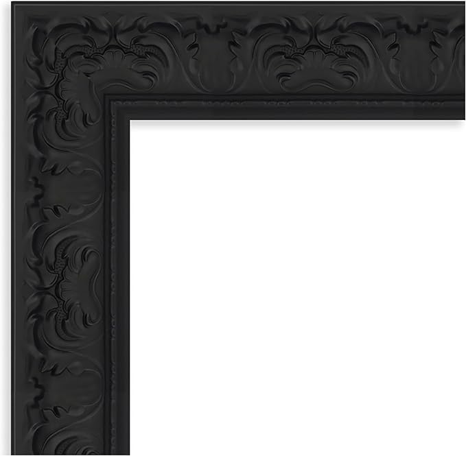Amanti Art Black Bathroom Mirror for Over Sink, 27x23 Luxe Black Rectangle Vanity Mirror, Small Traditional Frame, Hangs Horizonally and Vertically, Bathroom Wall Decor, Beveled Edge