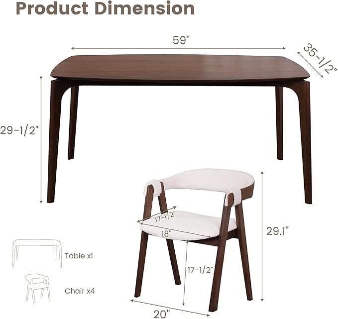 CONSDAN Dining Chairs Set of 2, Solid Wood Frame, Sturdy Construction, Ergonomic Design, Plush Faux Sherpa Cushions, Faux Leather Covered Back
