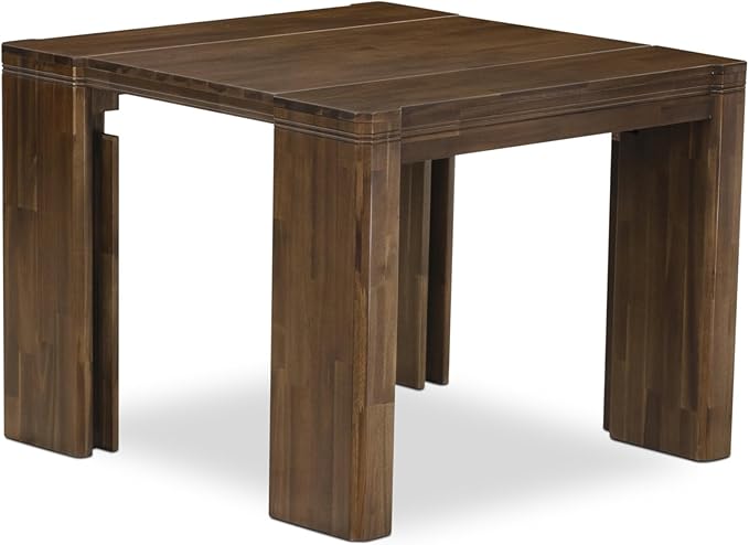 X07SI-BC8-04 - 10 Pieces Modern Dining Set contains an Extendable Rectangle Kitchen Table, 1 Coffee Table, 7 Dining Chairs and 1 Modern Bench, 39x120 Inch, Antique Walnut
