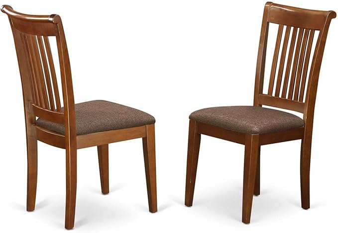 East West Furniture DLPO3-SBR-C 3 Piece Kitchen Table & Chairs Set Contains a Round Dining Room Table with Dropleaf and 2 Linen Fabric Upholstered Dining Chairs, 42x42 Inch, Saddle Brown